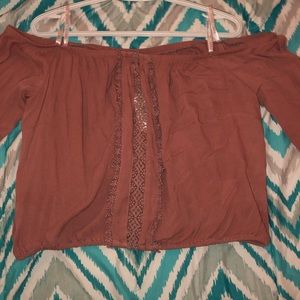 Off the shoulder satin rose crop top